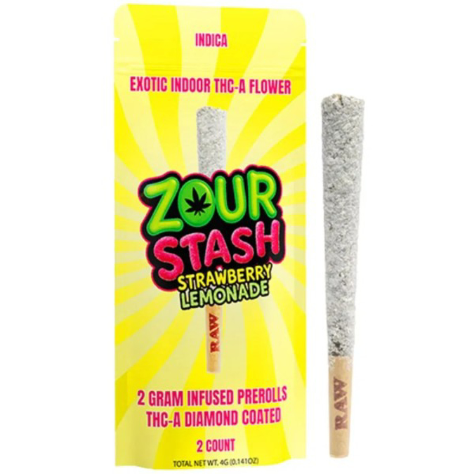 Picture of ZOUR STASH 2G DIAMOND PREROLL STRAWBERRY LEMONADE
