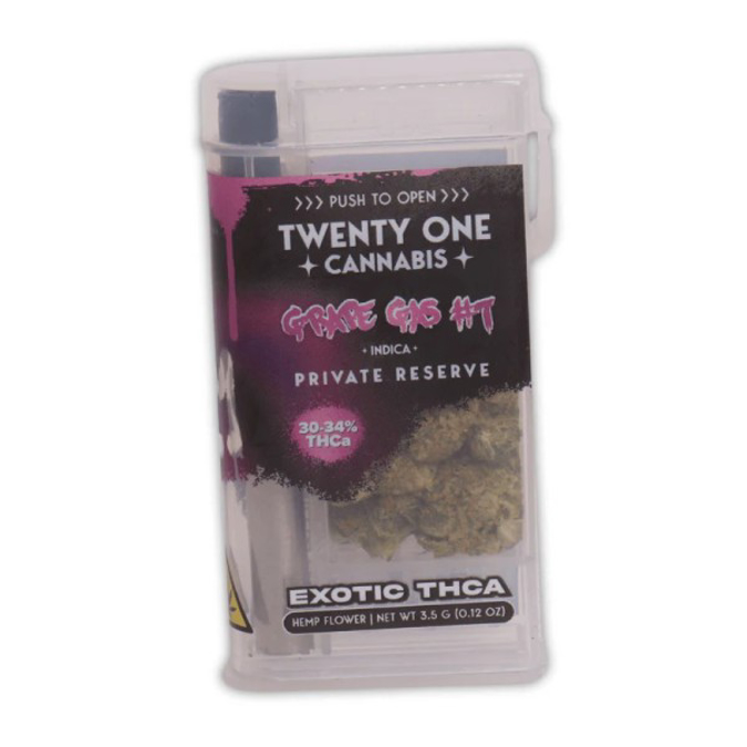Picture of TWENTY ONE CANNABIS ONE HITTER 3.5G EXOTIC THCA GRAPE GAS 7