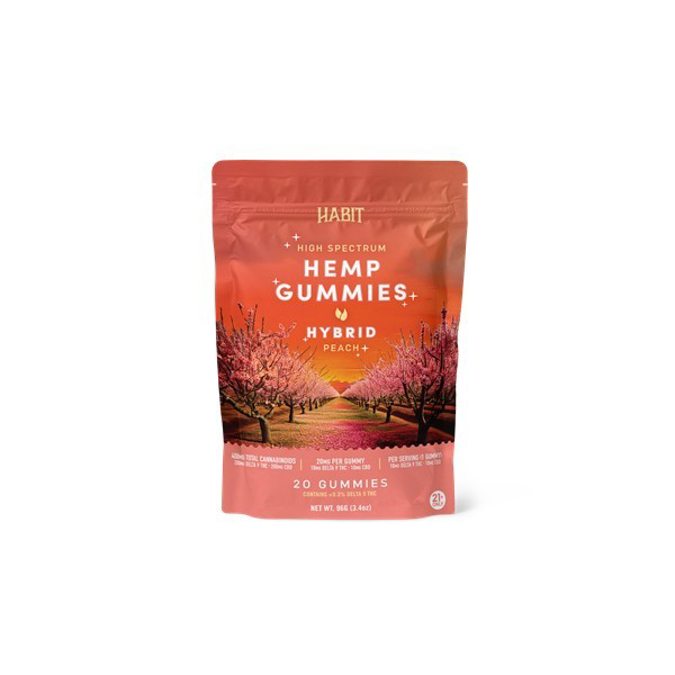 Picture of HABIT D9 CBD   DELTA HYBRID PEACH HIGH SPECTRUM 20CT