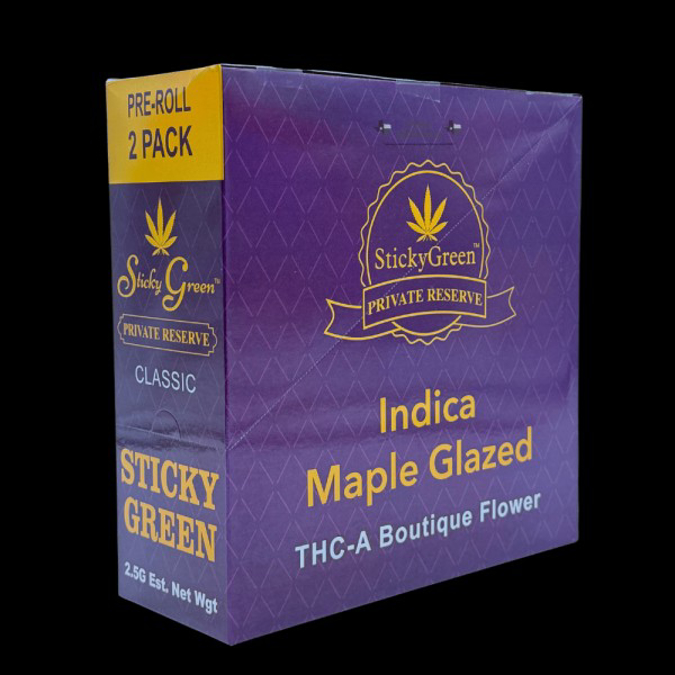 Picture of STICKY GREEN 2ct PRIVATE RESERVE CLASSIC PRE-ROLLS - MAPLE GLAZED (INDICA)