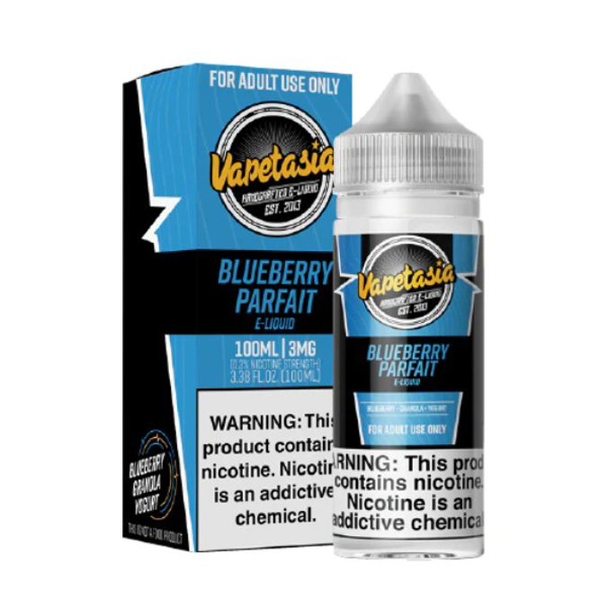Picture of VAPETASIA E LIQUID 100ML BLUEBERRY PARFAIT   3MG