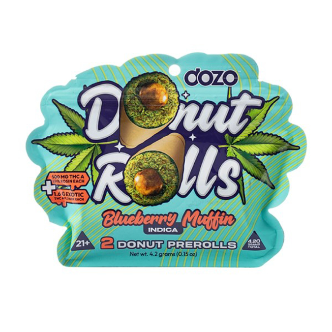 Picture of DOZO DONUT ROLLS PRE ROLLS BLUEBERRY MUFFIN INDICA 5PK