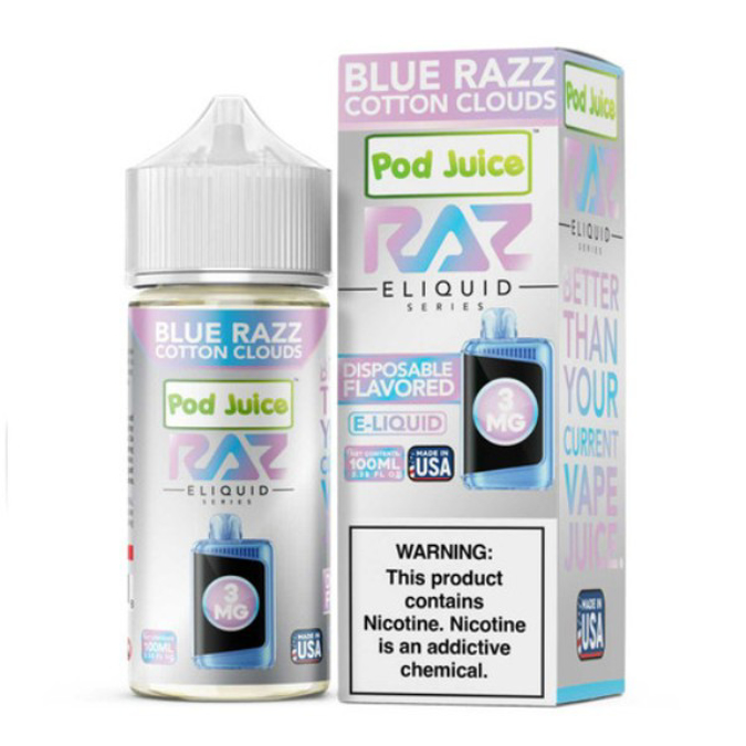 Picture of RAZ 100ML 6MG - BLUE RAZZ COTTON CLOUDS