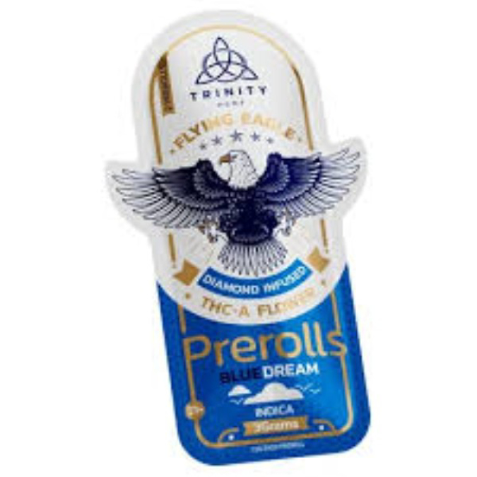 Picture of TRINITY FLYING EAGLE DIAMOND INFUSED FLOWER PRE ROLLS 3G - BLUE DREAM (INDICA)