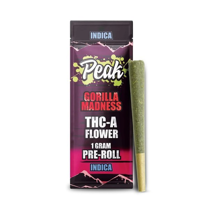 Picture of PEAK THCA FLOWER PRE ROLLS 1g 1ct 10PACK - GORILLA MADNESS (INDICA)