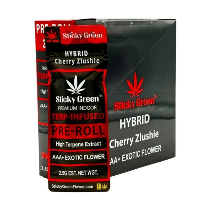 Picture of STICKY GREEN 2CT PRE ROLL PREMIUM INDOOR TERP INFUSED   CHERRY ZLUSHIE HYBRID
