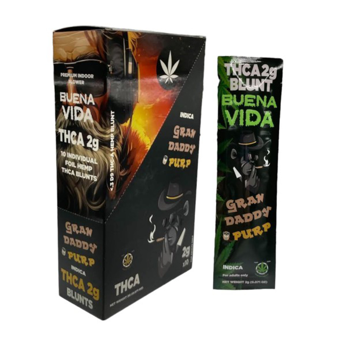 Picture of BUENA VIBRA HUMIDOR THCA 2g BLUNT 100CT JAR - GRAND DADDY PURP (INDICA)