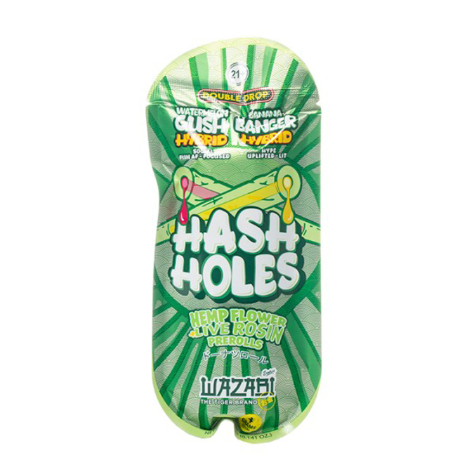 Picture of WAZABI EXOTICS THCP 2G HASH HOLES - WATERMELON GUSH + BANANA BANGER (HYBRID)