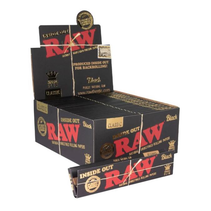 Picture of RAW INSIDE OUT BLACK KING SIZE SLIM 50 PACK