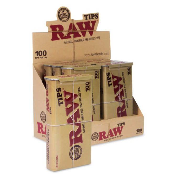 Picture of RAW 100CT PRE ROLLED TIPS IN TIN 6 BOX