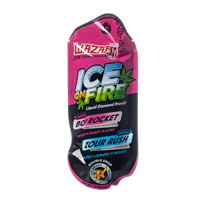 Picture of WAZABI EXOTICS 2G ICE ON FIRE THCP PRE ROLLS - BOP ROCKET + ZOUR RUSH (SATIVA)