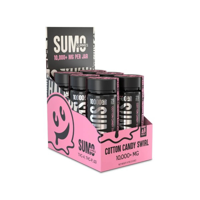 Picture of HALF BAKD SUMO GUMM THCAPD8 GUMMIES 10000MG 25CTJAR COTTEN CANDY SWIRL