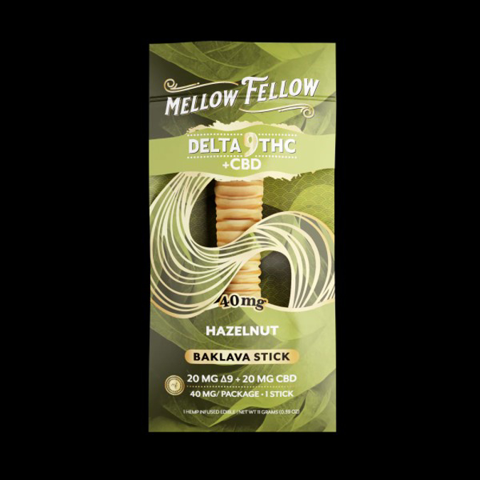Picture of MELLOW FELLOW BAKLAVA STICKS 1pc EDIBLES 40mg DELTA-9 + CBD HAZELNUT 40ct