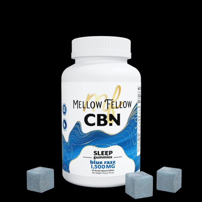 Picture of MELLOW FELLOW SLEEP GUMMIES 30PC EDIBLES 1500MG CBN - BLUE RAZZ