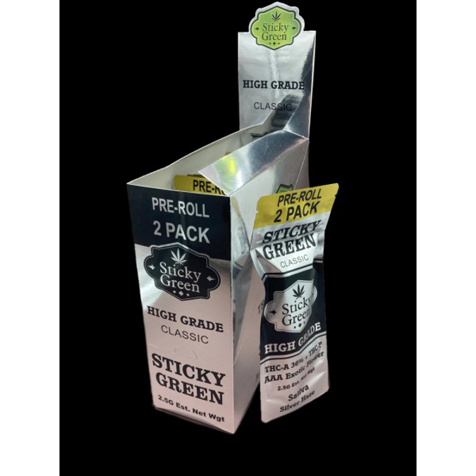 Picture of STICKY GREEN CBD EXOTIC 2CT PRE ROLLS - SUPER HAZE (SATIVA)