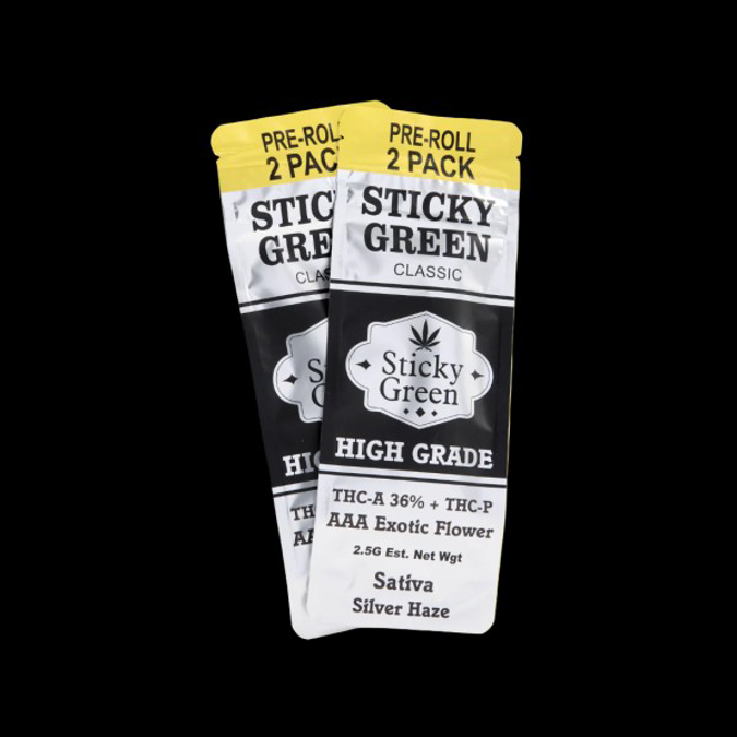 Picture of STICKY GREEN CBD EXOTIC 2CT PRE ROLLS - BUBBA KUSH (HYBRID)