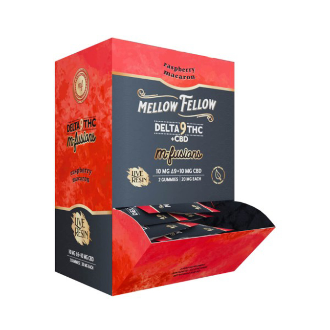 Picture of MELLOW FELLOW   LIVE RESIN   M FUSION EDIBLES   400MG   D9   RASPBERRY MACARON