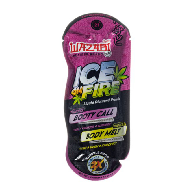 Picture of WAZABI EXOTICS 2G ICE ON FIRE THCP PRE ROLLS - BOOTY CALL + BODY MELT (INDICA)