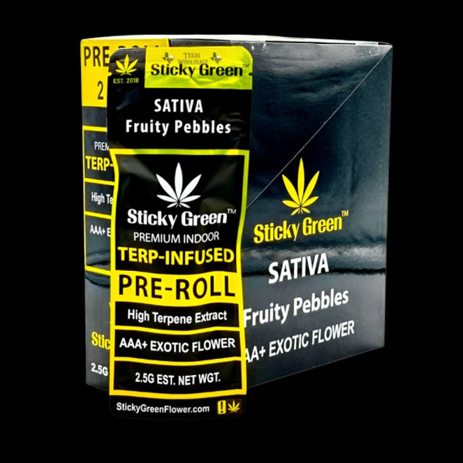 Picture of STICKY GREEN 2CT PRE ROLL PREMIUM INDOOR TERP INFUSED   FRUITY PEBBLES SATIVA