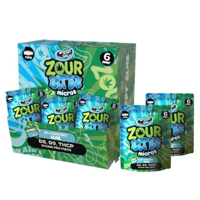 Picture of ZOUR BITEZ THCP 3000MG GUMMIES 6PK 30CTBX BLUEBERRY LIME