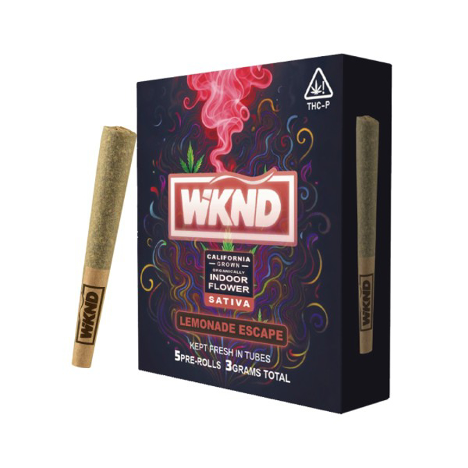 Picture of WKND THCP INDOOR FLOWER PRE ROLLS 3G 5PK - LEMONADE ESCAPE (SATIVA)