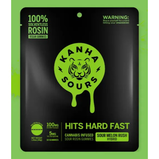 Picture of KANHA ROSIN INFUSED SOUR GUMMIES 150MG - SOUR MELON RUSH (HYBRID)