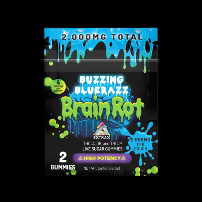 Picture of BRAIN ROT DELTA GUMMIES 600000MG 30CT - BUZZING BLUERAZZ
